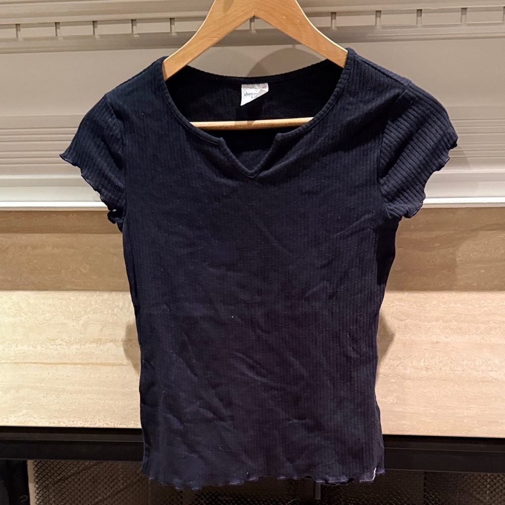 abercrombie kids Black Ribbed Short Sleeve Tee